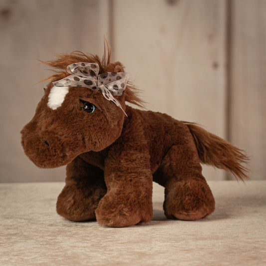 10" Brown Pony Plush with Bow