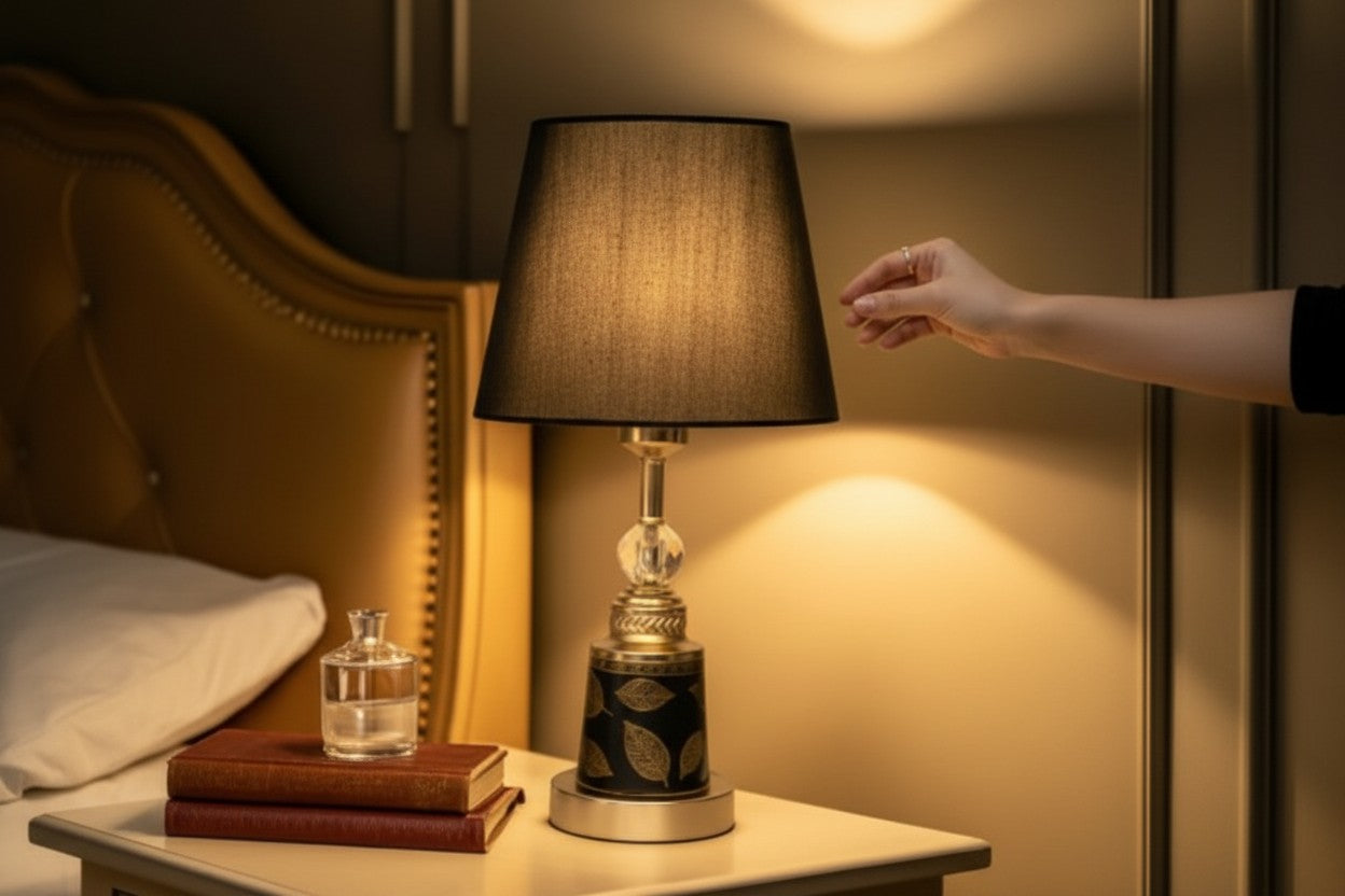 Elegant Floral-Print Ceramic Table Lamp