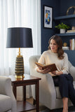 Black-Gold Textured Ceramic Lamp
