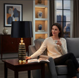 Black-Gold Textured Ceramic Lamp