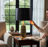 Black-Gold Textured Ceramic Lamp