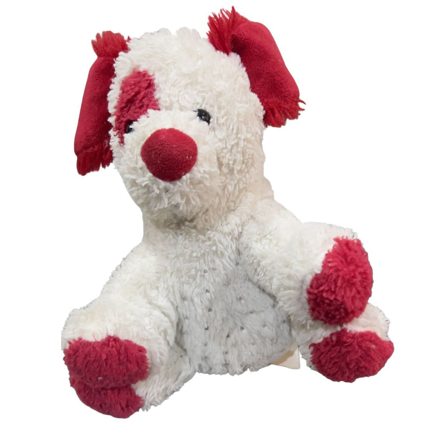 Cute Teddy Bear Dog Plush Toy White & Red Design