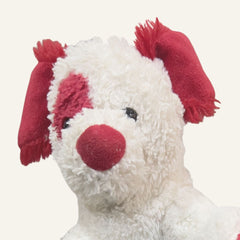 Cute Teddy Bear Dog Plush Toy White & Red Design