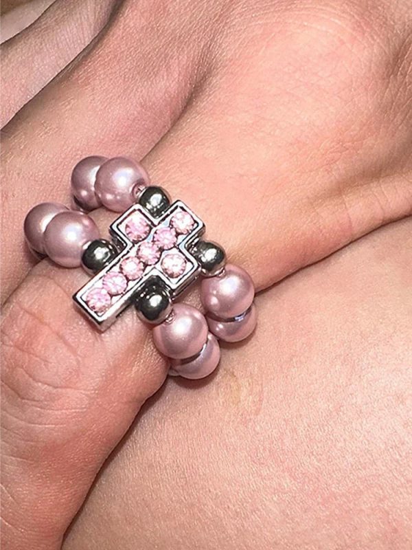 rosy devotion beaded ring