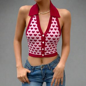 lovecore charm collared cute crop top
