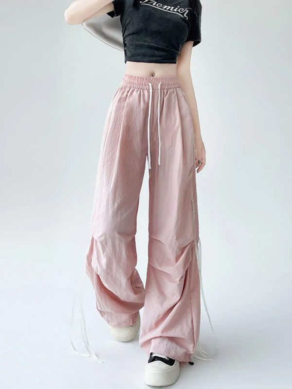 kawaii y2k ribbon wide pants