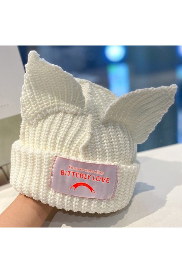 cat ear knitted hat "bitterly love"