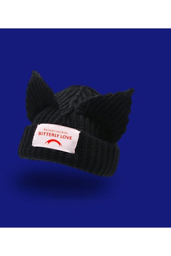 cat ear knitted hat "bitterly love"