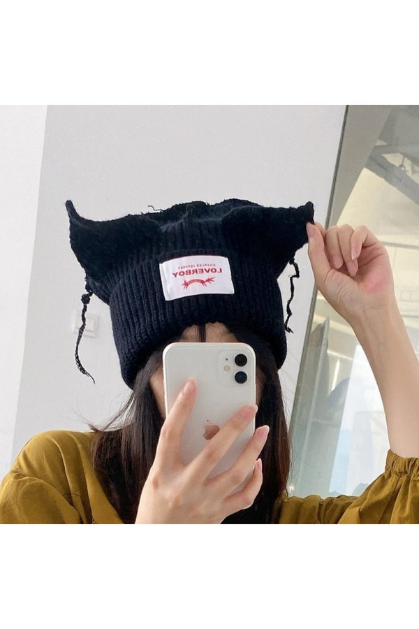 cat ear knitted hat "bitterly love"
