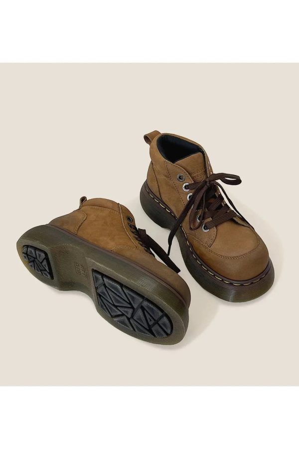 retro chunky brown leather lace up boots