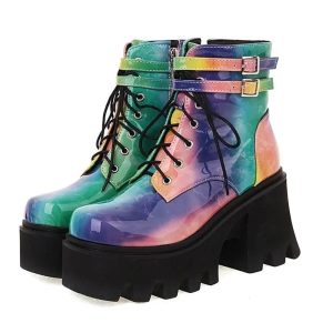 alt colorful motorcycle ankle boots