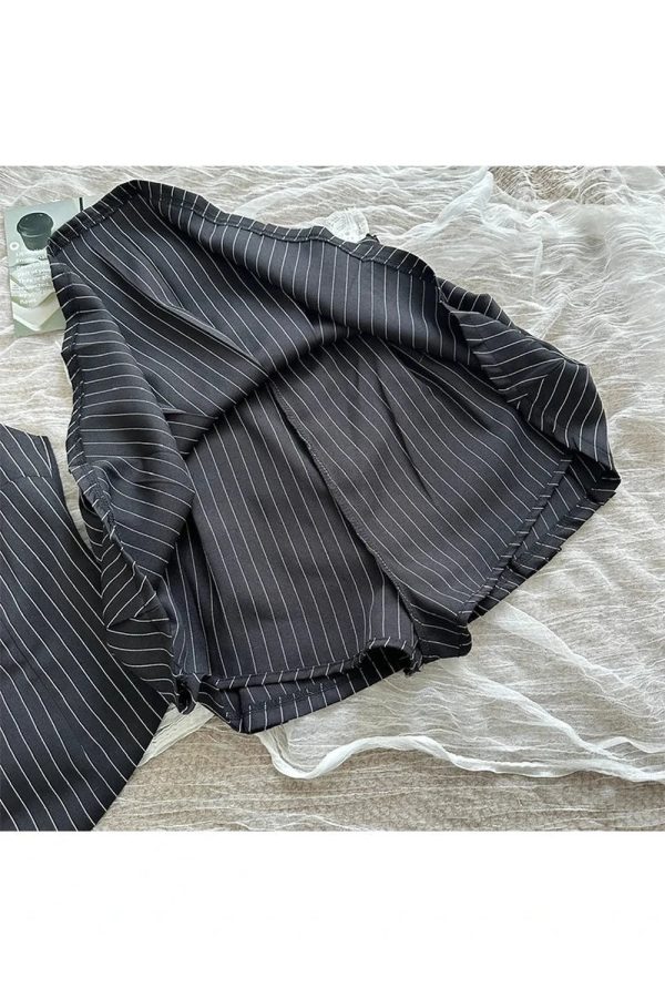 aesthetic pinstripe vest and skirt outfit set